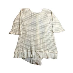 Anthropologie Altar'd State Shirt Womens Medium Beige Open Knit Sheer Tunic Boho